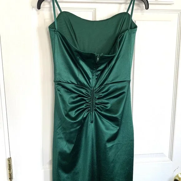 NWT Emerald Sundae Satin Evening Gown Dress Dark Green Women Size S Prom Wedding - Picture 4 of 14
